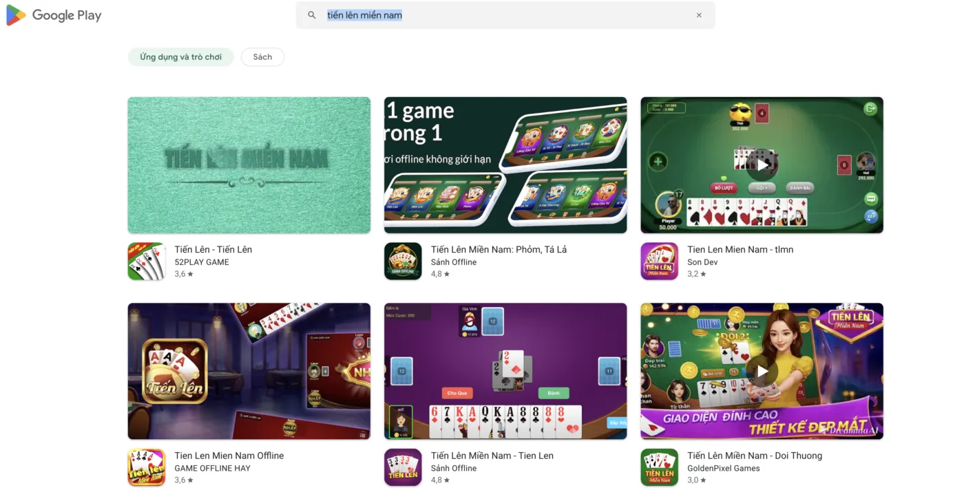 Tải game bài tiến lên miền cho cho Android